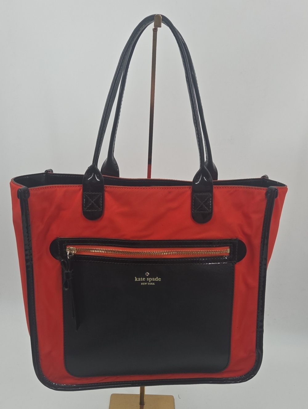 kate spade Red and Black Nylon Tote with Front Pocket